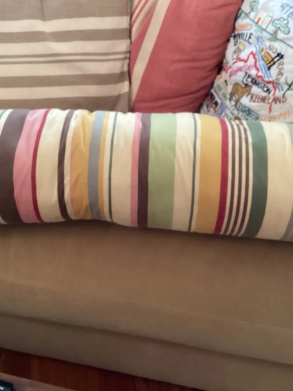 Pottery barn Duncan striped bolster great shape!